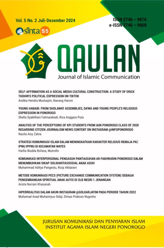 					View Vol. 5 No. 2 (2024): Qaulan: Journal of Islamic Communication
				