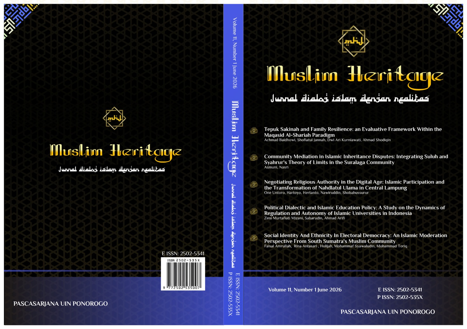 					View Vol. 11 No. 1 (2026): Muslim Heritage: Jurnal Dialog Islam dengan Realitas
				